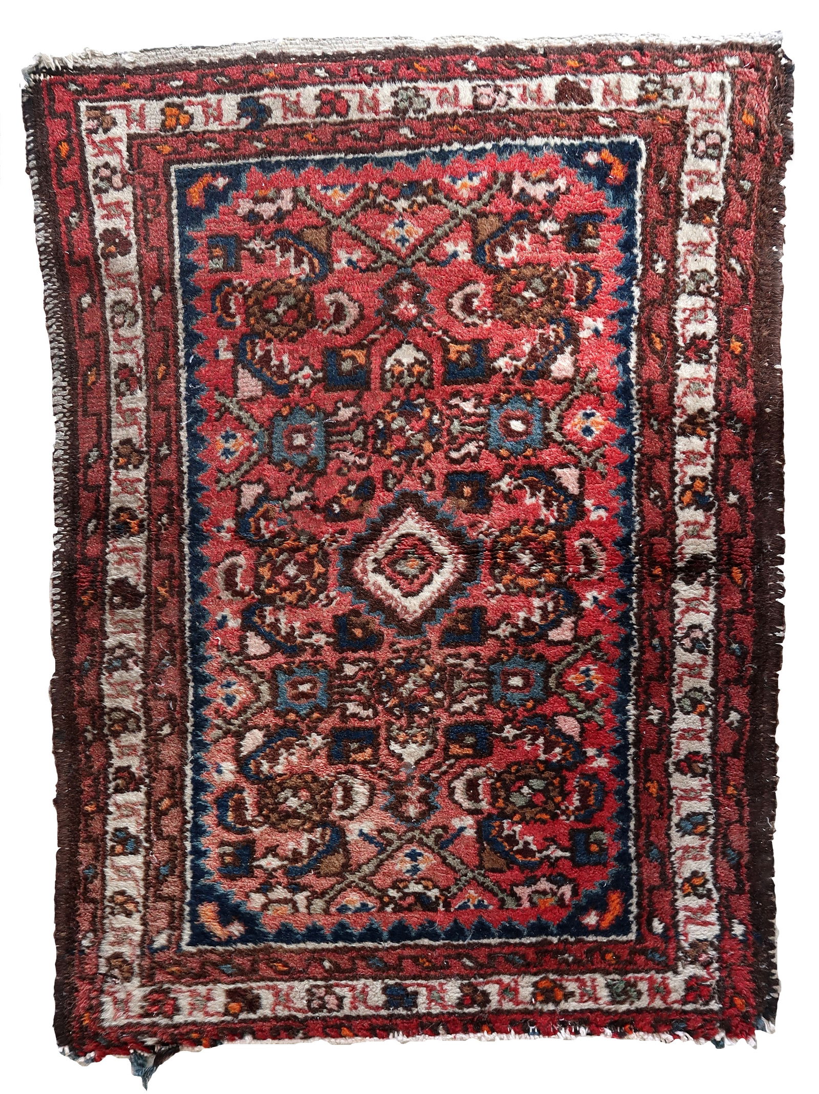Handmade vintage Persian Hamadan rug 2' x 2.8' (62cm x 86cm) 1970s (1 of 9)