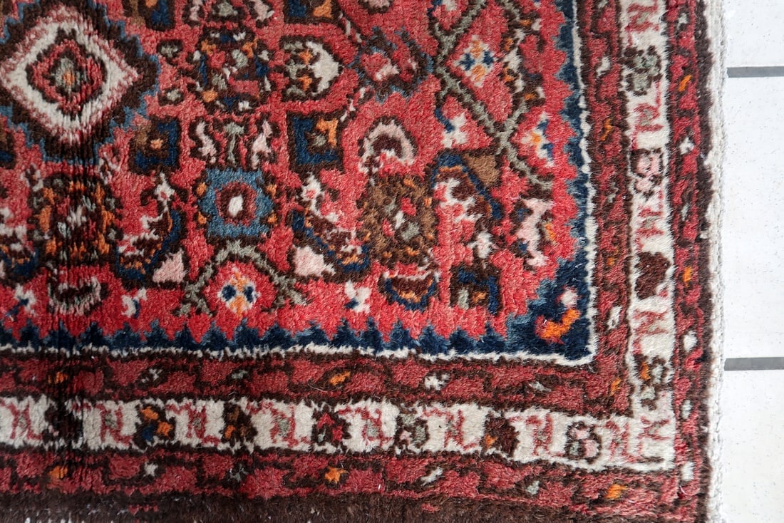 Handmade vintage Persian Hamadan rug 2' x 2.8' (62cm x 86cm) 1970s - 6