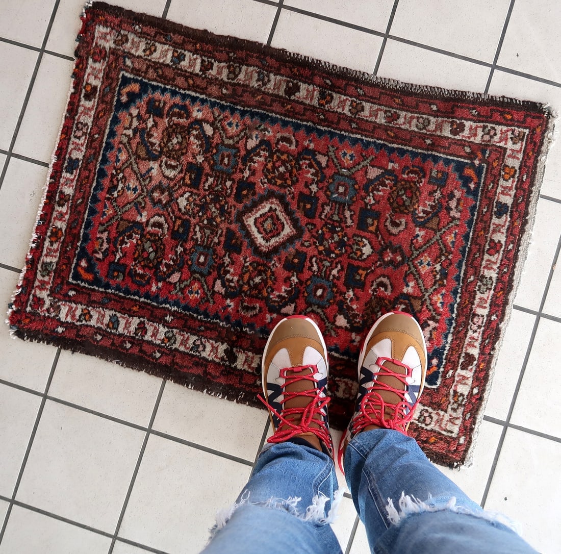 Handmade vintage Persian Hamadan rug 2' x 2.8' (62cm x 86cm) 1970s - 8