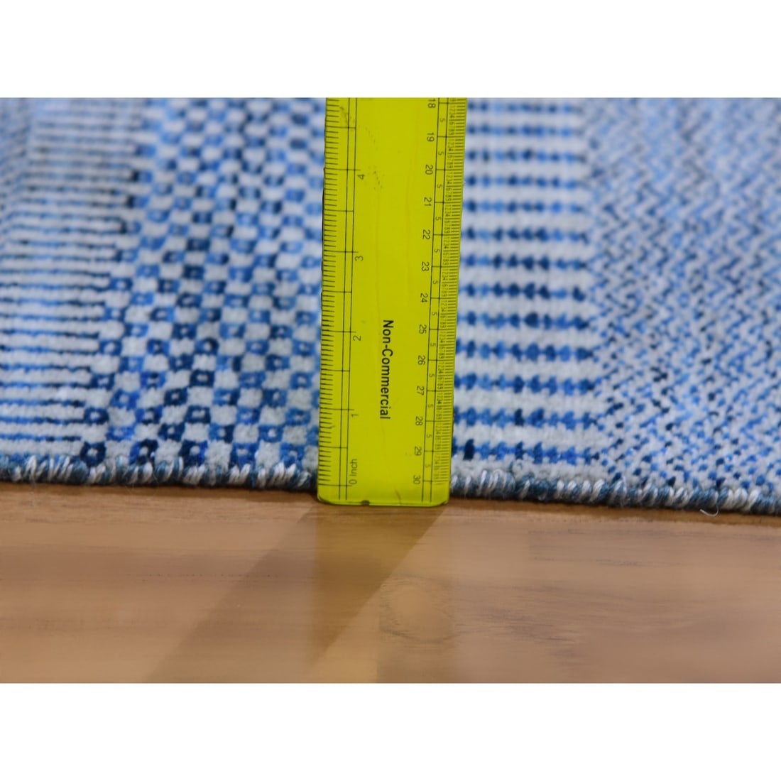 Chrome Gray Hand Knotted Grass Design Dyed Organic Wool Mat Rug - 3