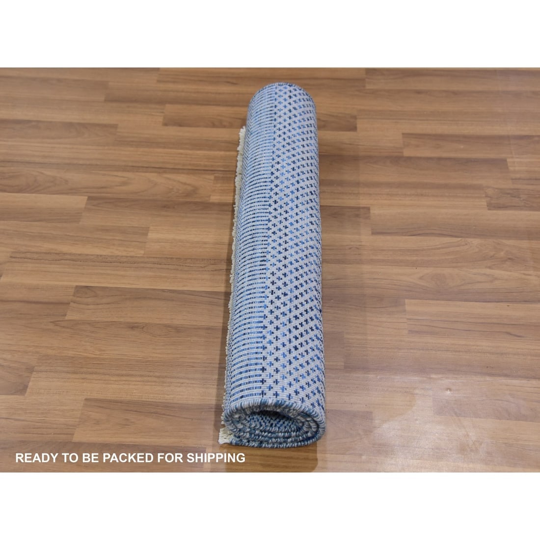 Chrome Gray Hand Knotted Grass Design Dyed Organic Wool Mat Rug - 5