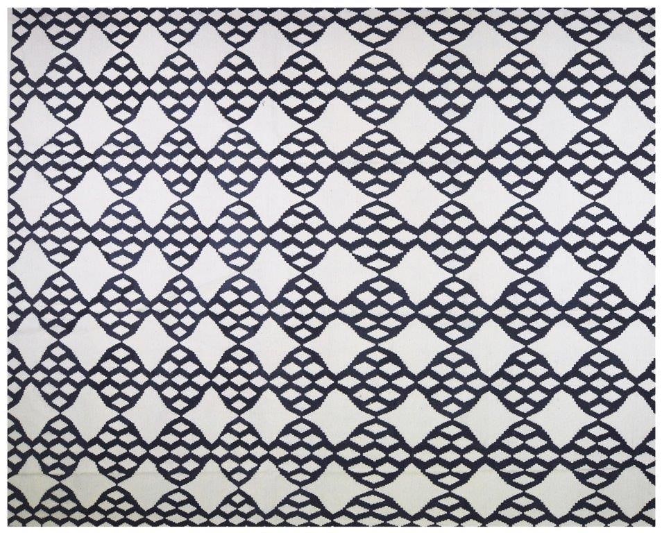 AFGHAN FLATWEAVE WOOL RUG: Title: AFGHAN FLATWEAVE WOOL RUGSize: 10'4X13Age: NEWOrigin: AFGHANStyle: MODERNMaterial: WOOLCare: PROFESSIONALStructure: FLATWEAVEDesign: KILIMS Reserve: $1,400.00 Shipping:Domestic: Shipping