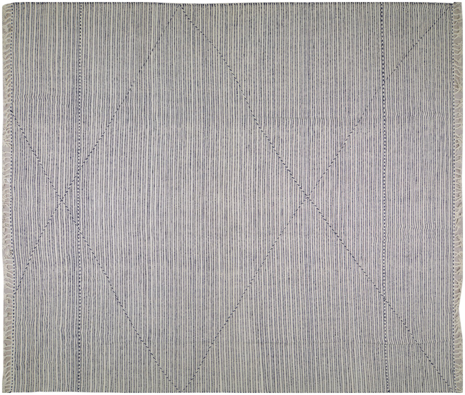 MOROCCAN FLATWEAVE WOOL RUG: Title: MOROCCAN FLATWEAVE WOOL RUG Size: 13'1X14'9 Age: NEW Origin: MOROCCAN Style: ZANAFI Material: WOOL Care: PROFESSIONAL Structure: FLATWEAVE Design: MOROCCAN/KILIMS Reserve: $1,800.00 Shipping: