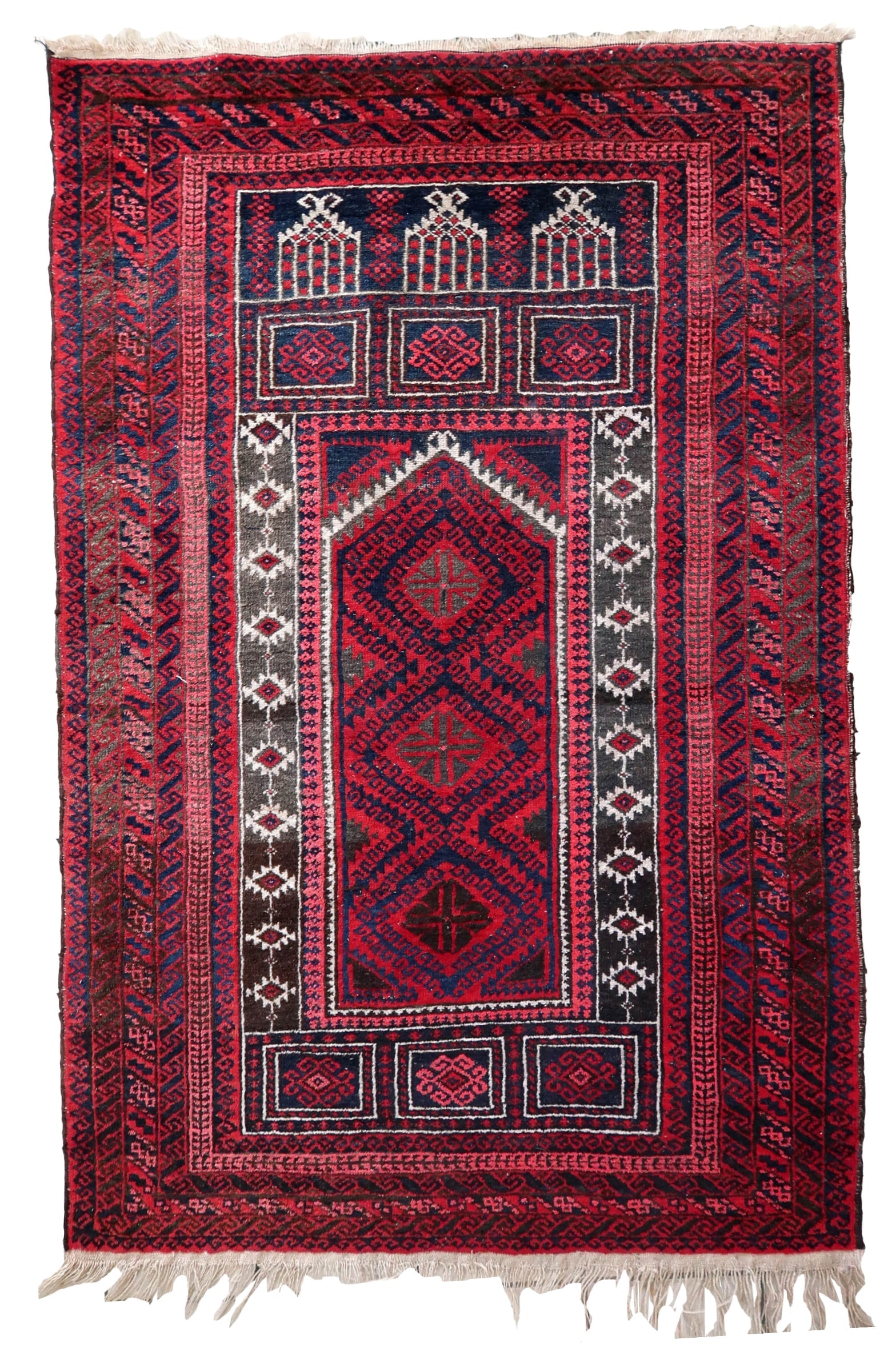Handmade vintage Afghan Baluch prayer rug 3' x 4.9' (94cm x 152cm) 1940s (1 of 13)