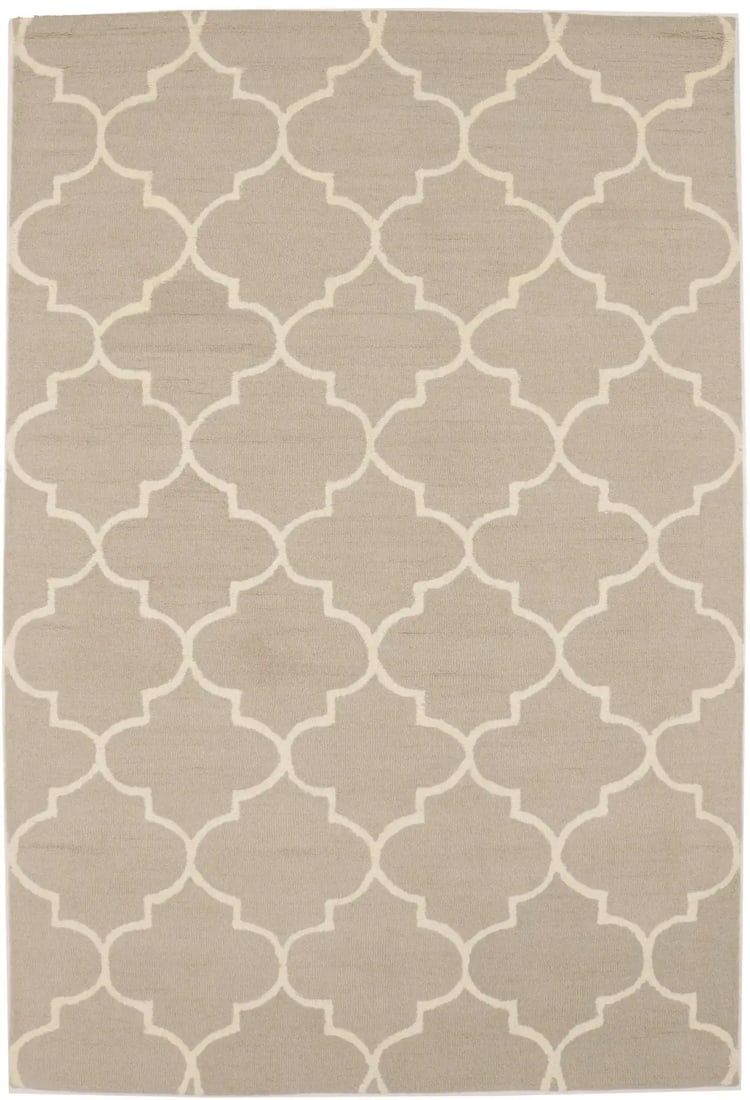 Cream & Beige Trellis 5X8 Hand-Tufted Modern Rug: Title: Cream & Beige Trellis 5X8 Hand-Tufted Modern RugDescription:Cream & Beige Trellis Design Contemporary 5X8 Hand-Tufted Modern Rug Wool CarpetDate/Period: Materials:WoolDimension:5'0 X 8'0