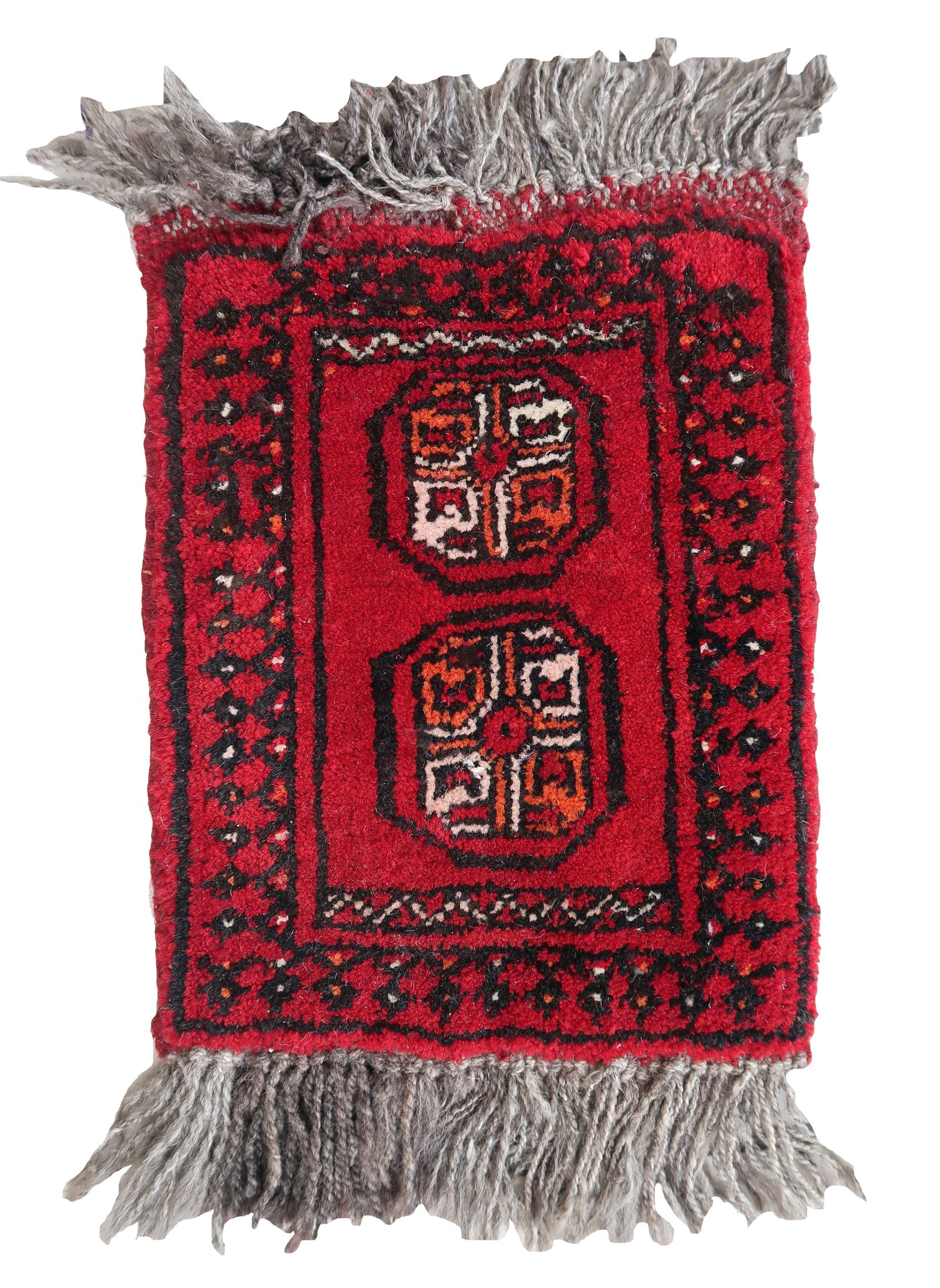 Handmade vintage Afghan Ersari mat 0.7' x 0.9' (24cm x 30cm) 1970s: Title:Handmade vintage Afghan Ersari mat 0.7' x 0.9' (24cm x 30cm) 1970sOrigin:AfghanistanDimension:0.7' x 0.9' (24cm x 30cm)Materials:woolYear:1970sDescription:Handmade vintage Afghan Ersari mat in