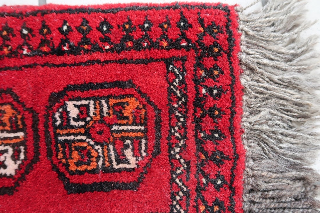 Handmade vintage Afghan Ersari mat 0.7' x 0.9' (24cm x 30cm) 1970s - 2