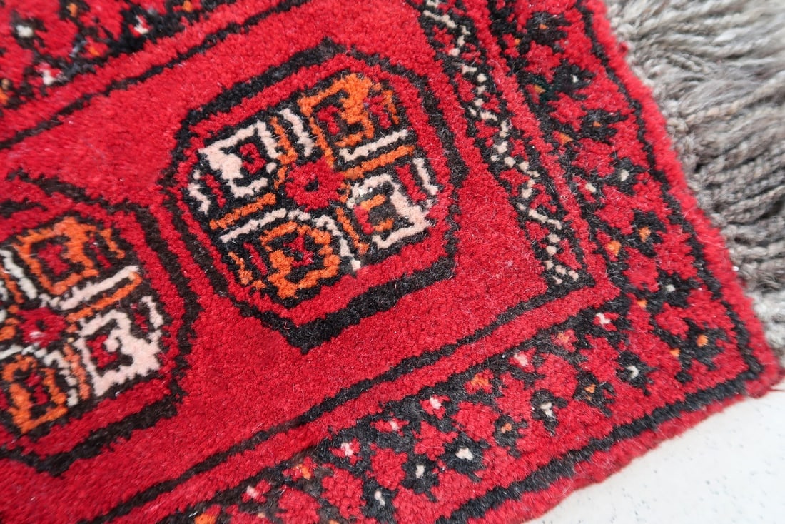 Handmade vintage Afghan Ersari mat 0.7' x 0.9' (24cm x 30cm) 1970s - 3