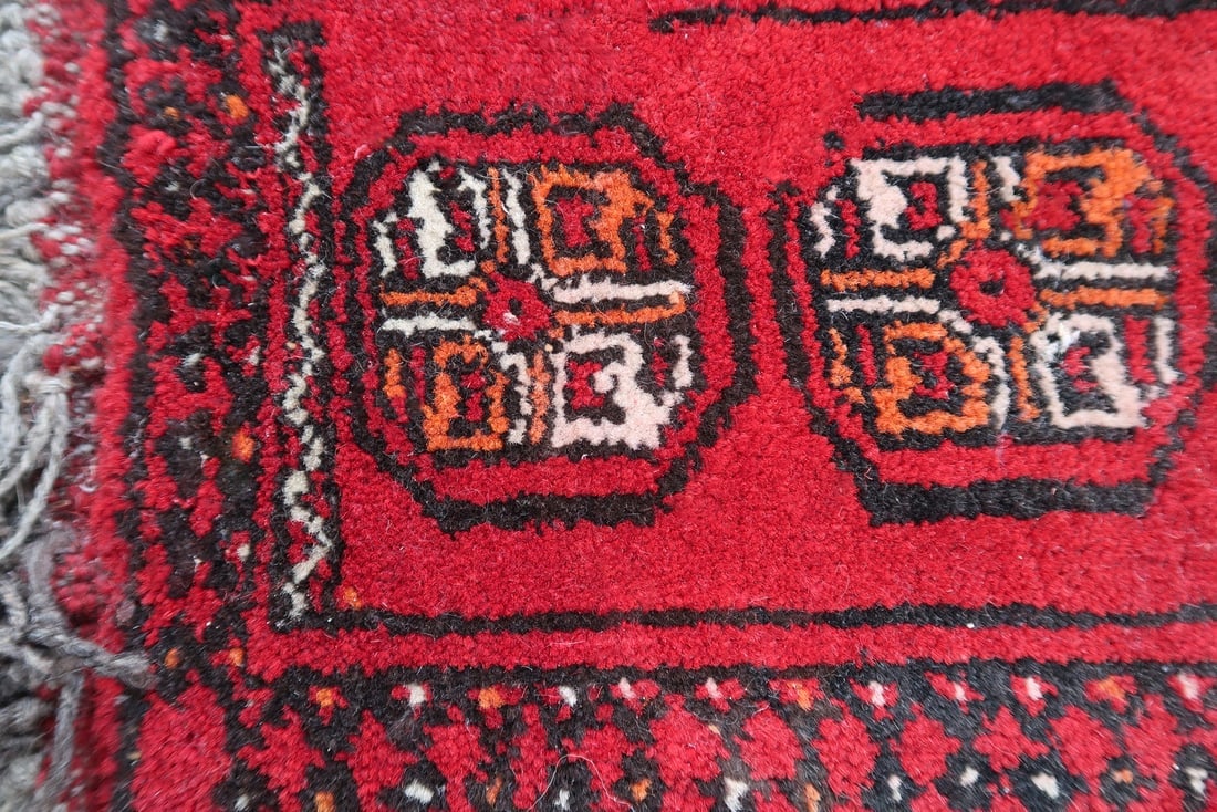 Handmade vintage Afghan Ersari mat 0.7' x 0.9' (24cm x 30cm) 1970s - 4