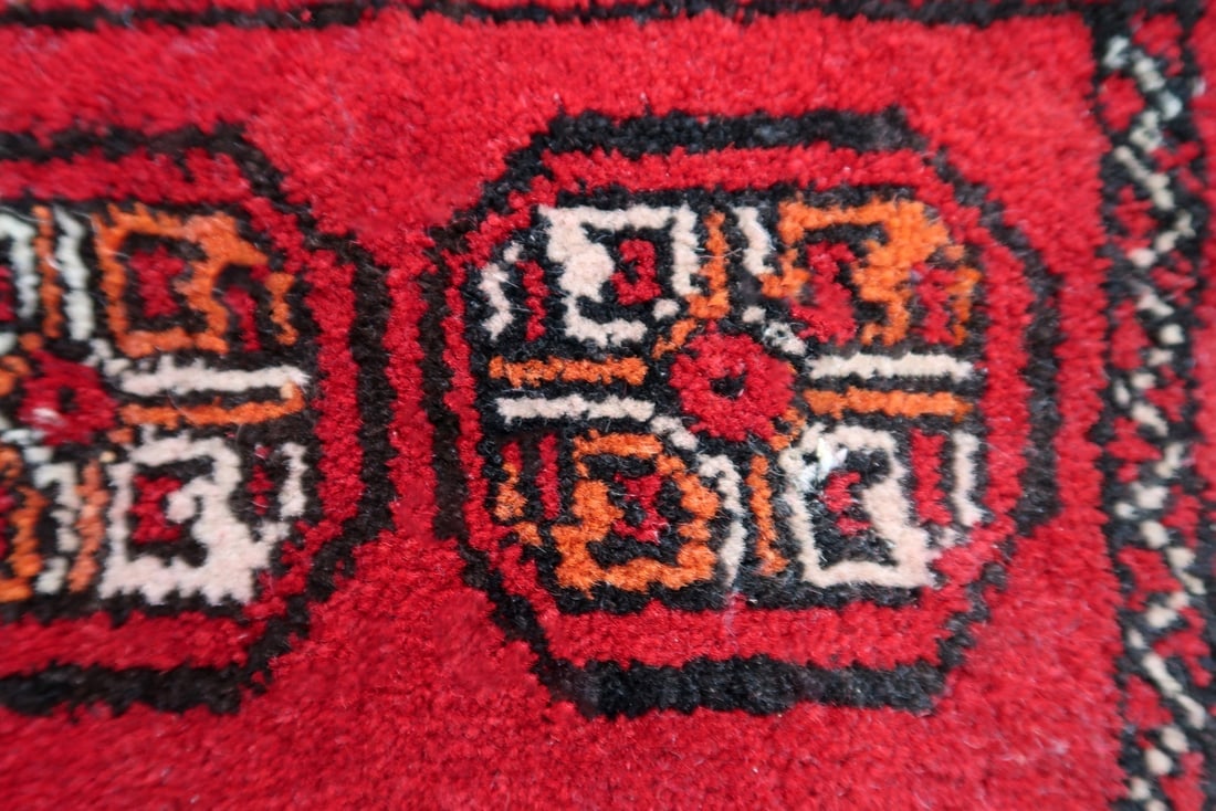 Handmade vintage Afghan Ersari mat 0.7' x 0.9' (24cm x 30cm) 1970s - 5