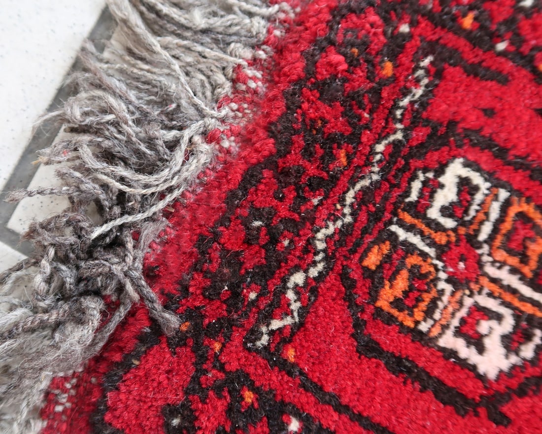 Handmade vintage Afghan Ersari mat 0.7' x 0.9' (24cm x 30cm) 1970s - 6