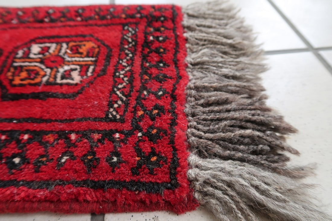 Handmade vintage Afghan Ersari mat 0.7' x 0.9' (24cm x 30cm) 1970s - 7