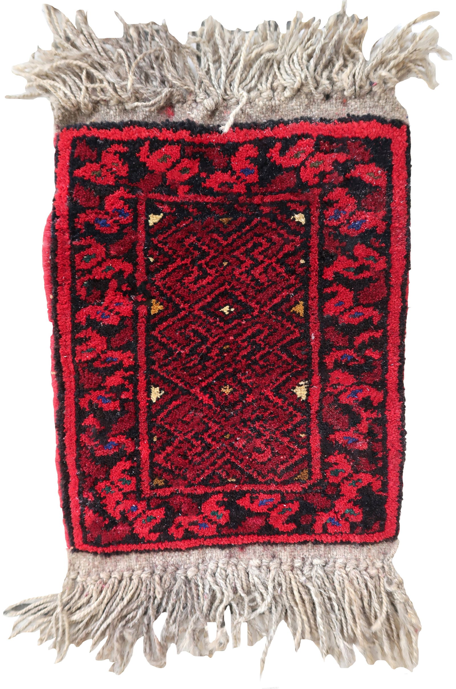 Handmade vintage Afghan Ersari mat 0.7' x 0.9' (24cm x 29cm) 1970s (1 of 8)