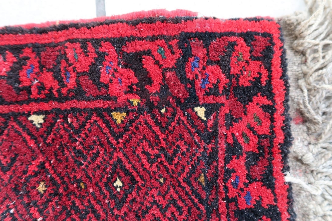 Handmade vintage Afghan Ersari mat 0.7' x 0.9' (24cm x 29cm) 1970s - 2