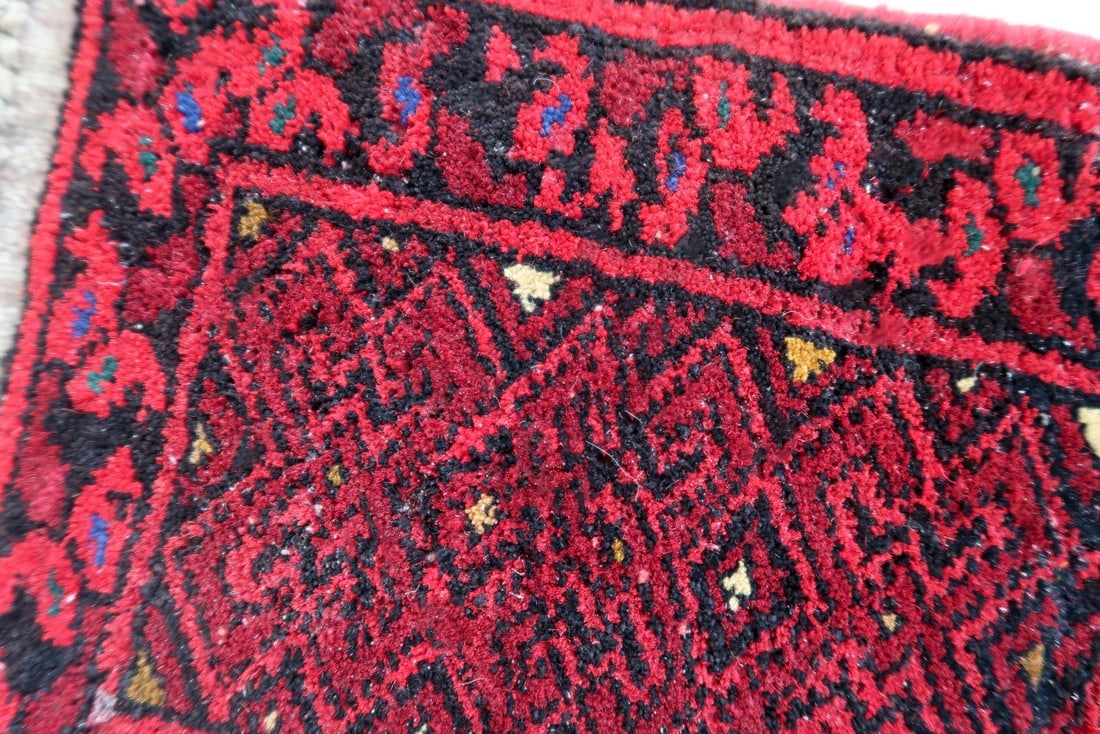 Handmade vintage Afghan Ersari mat 0.7' x 0.9' (24cm x 29cm) 1970s - 3