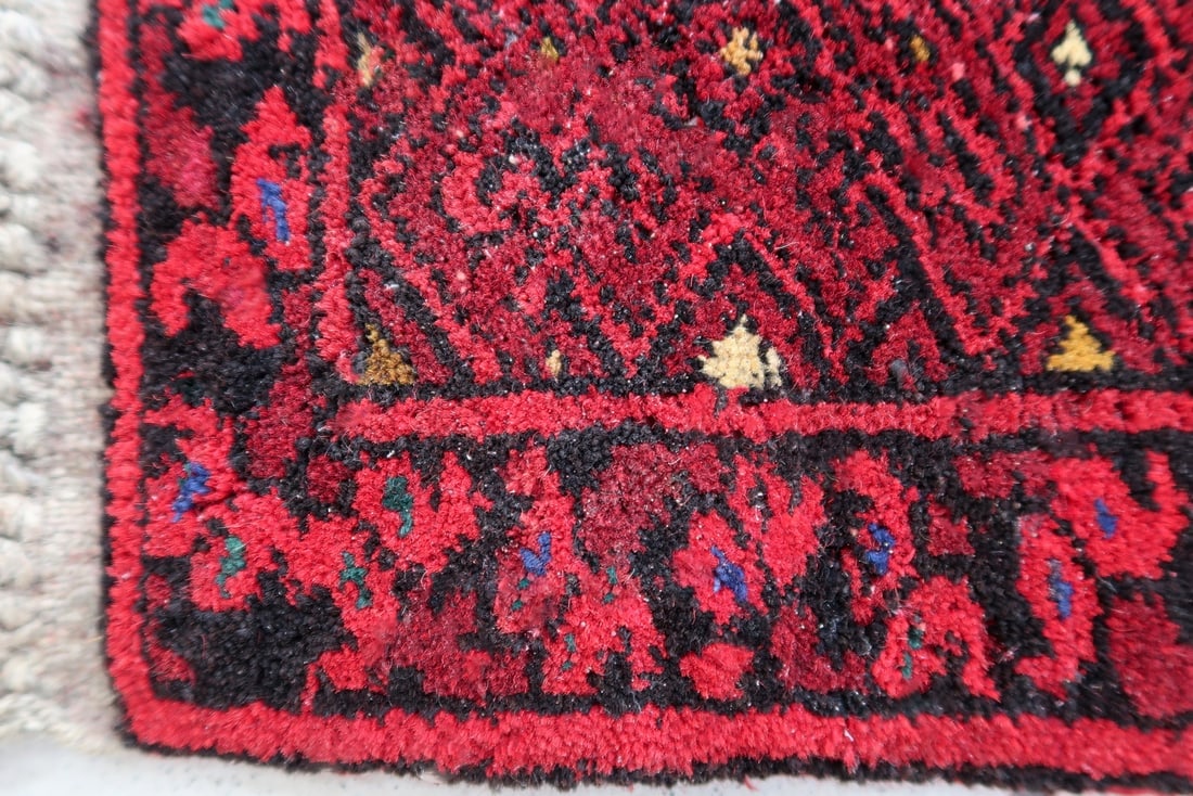 Handmade vintage Afghan Ersari mat 0.7' x 0.9' (24cm x 29cm) 1970s - 4