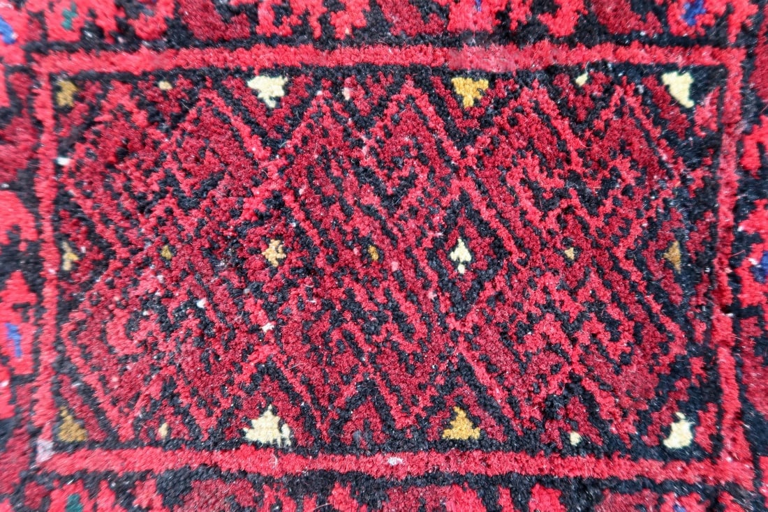 Handmade vintage Afghan Ersari mat 0.7' x 0.9' (24cm x 29cm) 1970s - 6