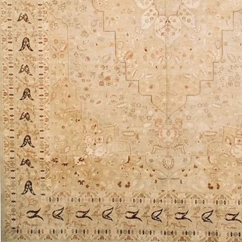 Hand Knotted Indo-Persian Beige Wool Oriental Area Rug Carpet 12'1" x 17'9" - 5