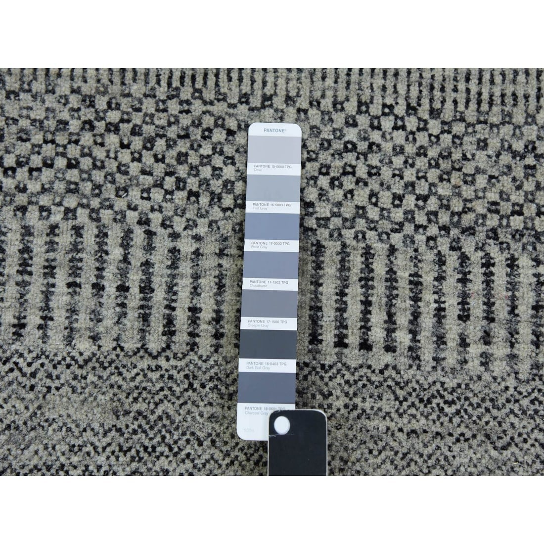 Gray Grass Undyed Wool Design Hand Knotted XL Runner Oriental Rug - 4