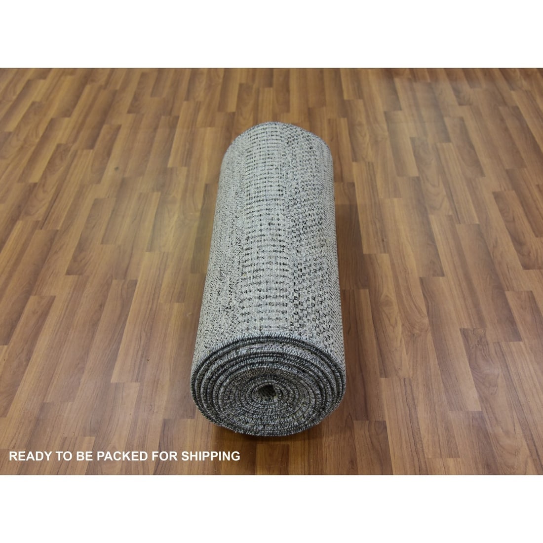 Gray Grass Undyed Wool Design Hand Knotted XL Runner Oriental Rug - 5