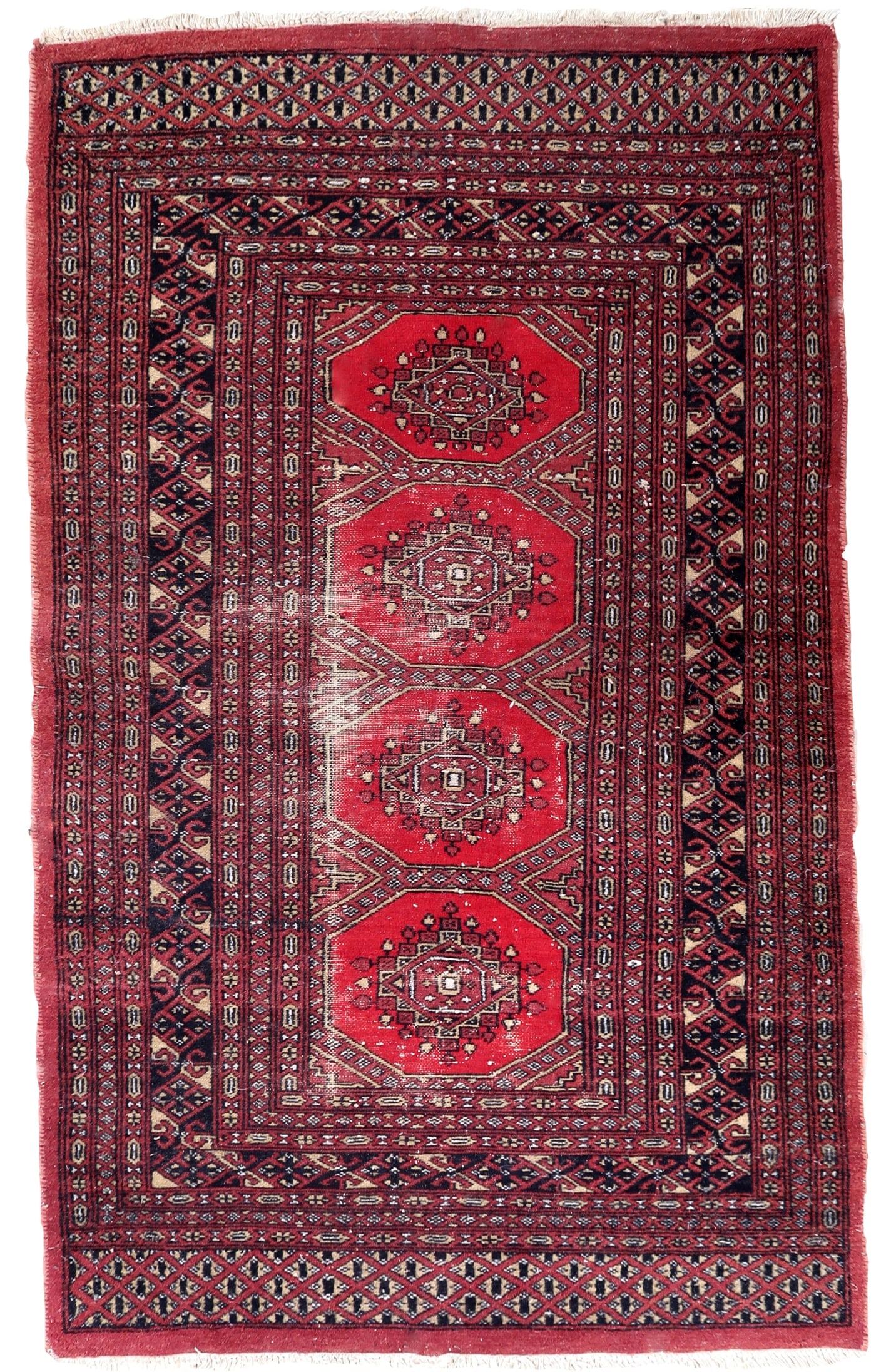 Handmade vintage Uzbek Bukhara rug 3' x 5.3' (94cm x 163cm) 1970s: Title:Handmade vintage Uzbek Bukhara rug 3' x 5.3' (94cm x 163cm) 1970sOrigin:UzbekistanDimension:3' x 5.3' (94cm x 163cm)Materials:woolYear:1970sDescription:Handmade vintage Uzbek Bukhara rug in
