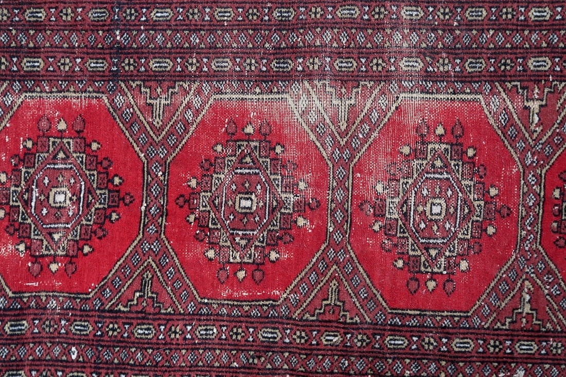 Handmade vintage Uzbek Bukhara rug 3' x 5.3' (94cm x 163cm) 1970s - 5