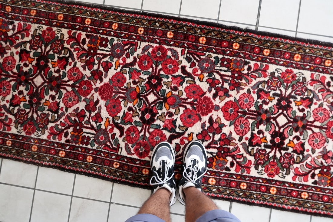 Handmade antique Persian Malayer runner 2.8' x 8.8' (87cm x 270cm) 1930s - 11