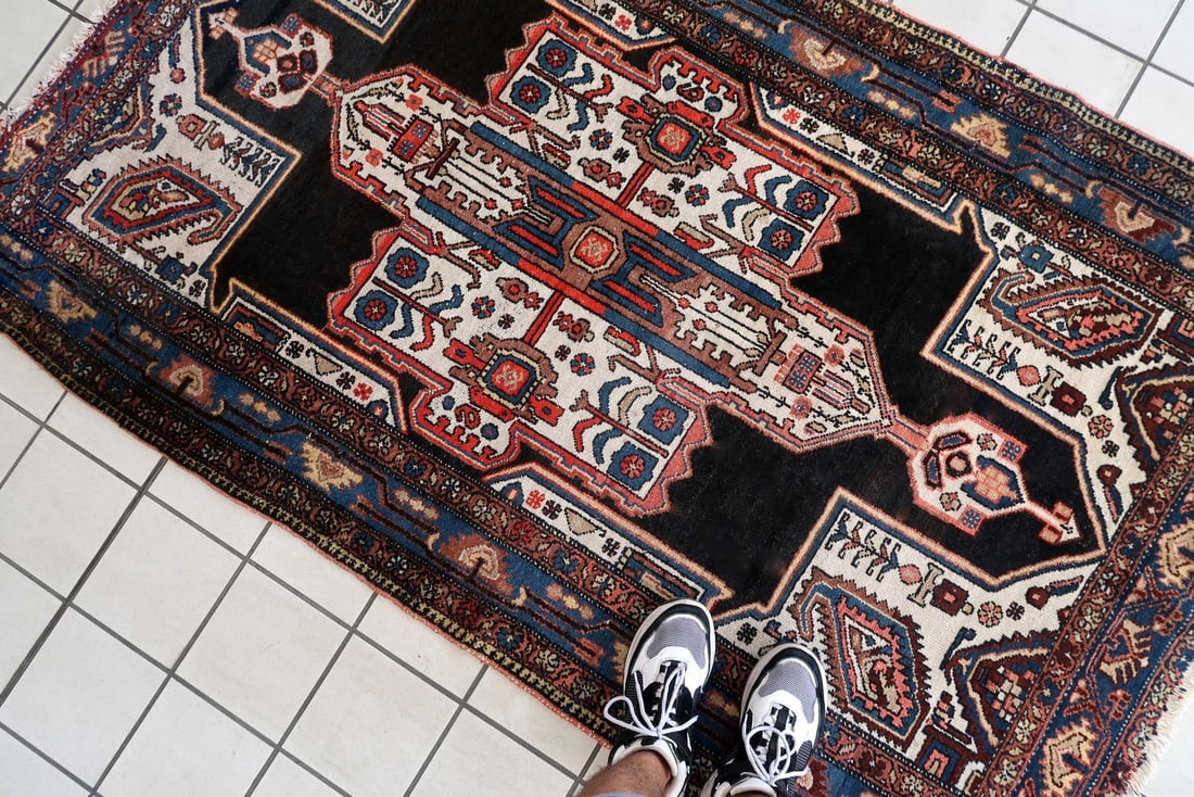 Handmade antique Persian Malayer rug 4' x 6.5' (123cm x 199cm) 1920s - 12