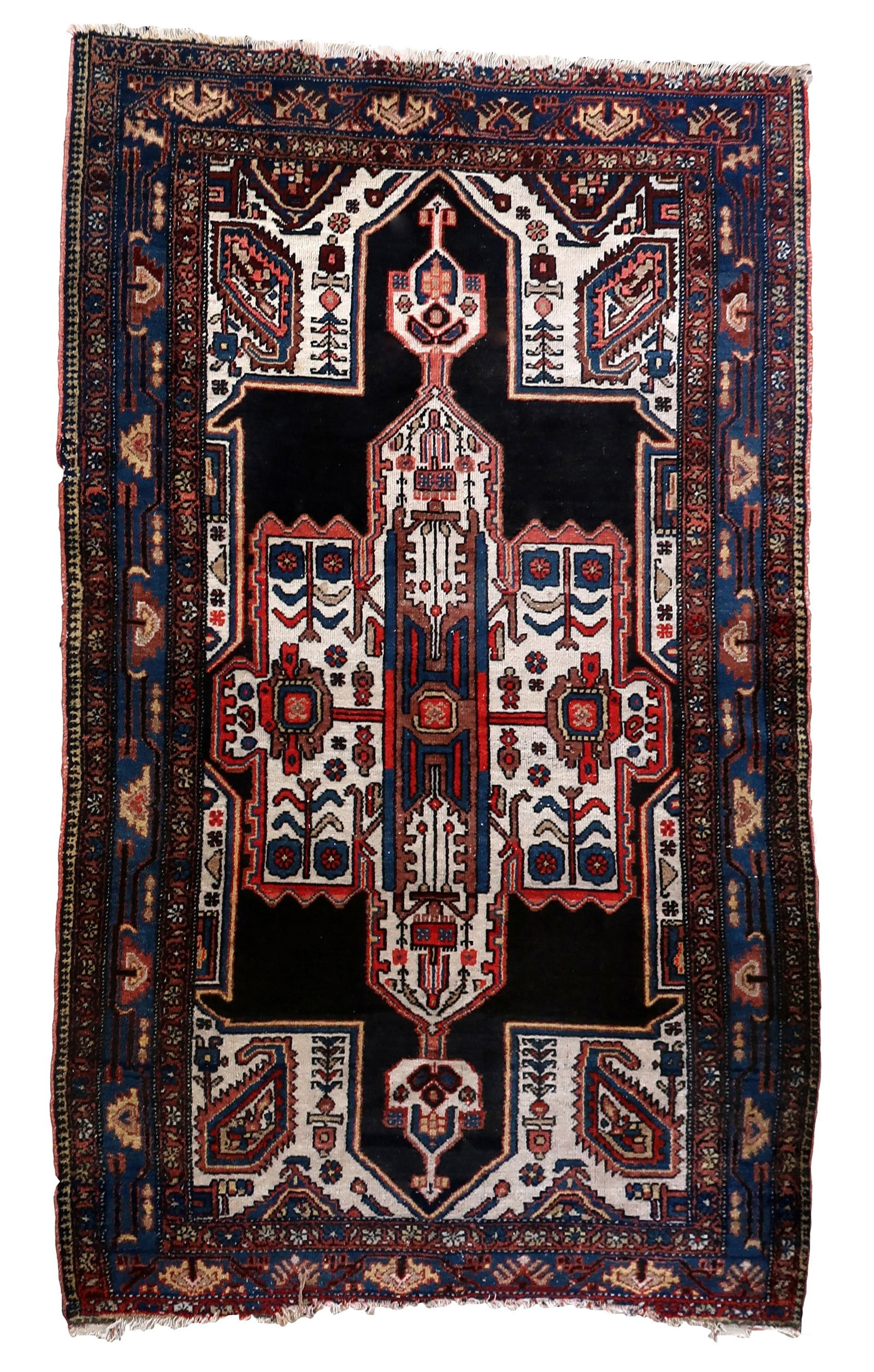 Handmade antique Persian Malayer rug 4' x 6.5' (123cm x 199cm) 1920s (1 of 13)
