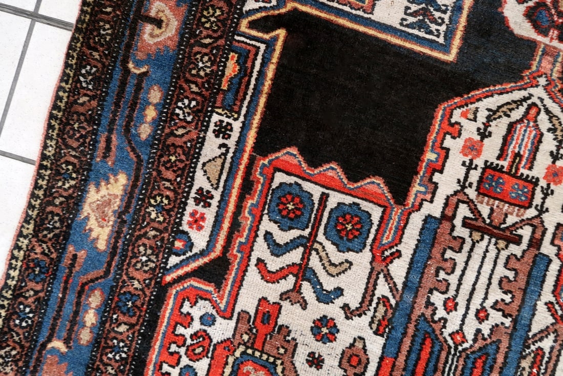 Handmade antique Persian Malayer rug 4' x 6.5' (123cm x 199cm) 1920s - 5