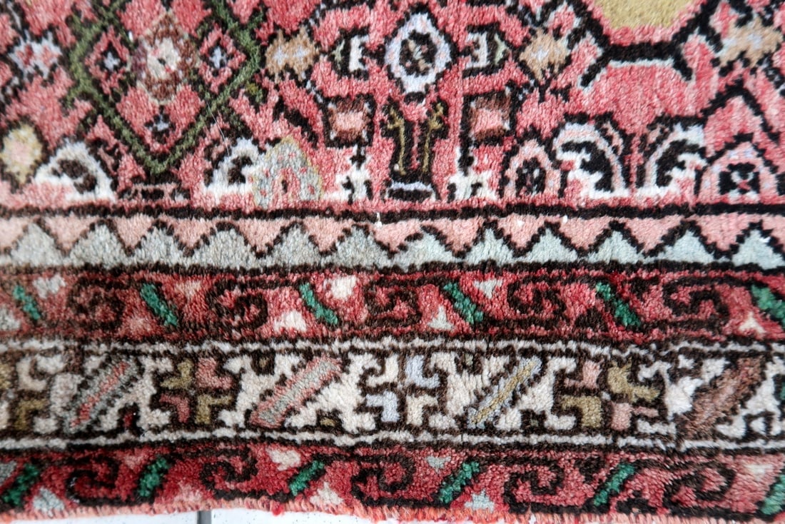 Handmade vintage Persian Hamadan rug 2.3' x 3.7' (73cm x 113cm) 1970s - 9