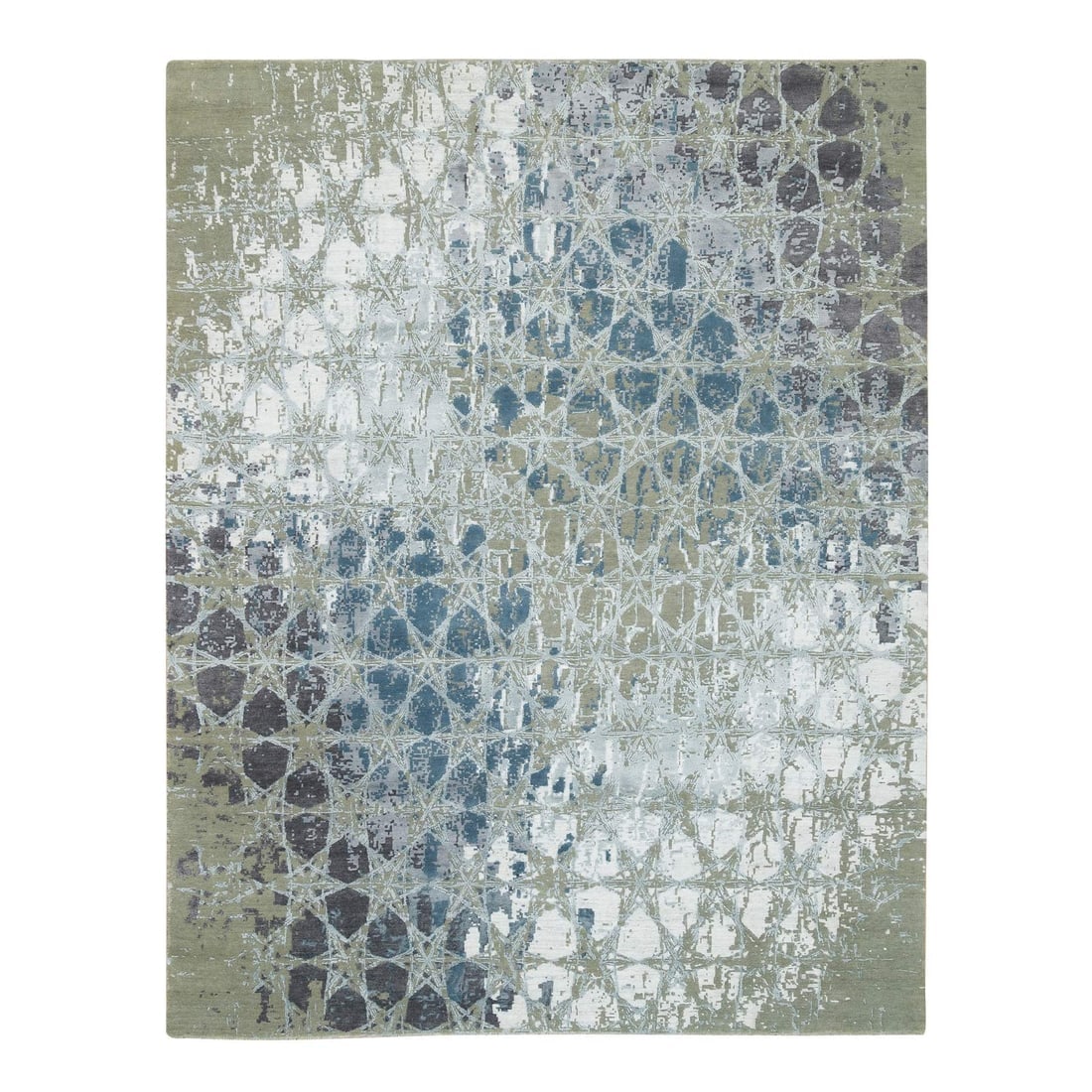 Gray Wool & Silk THE HONEYCOMB Design Hand Knotted Oriental Rug: Title: Gray Wool & Silk THE HONEYCOMB Design Hand Knotted Oriental RugDescription: This is a truly genuine one-of-a-kind. It has been Knotted for months and months in the centuries-old weaving