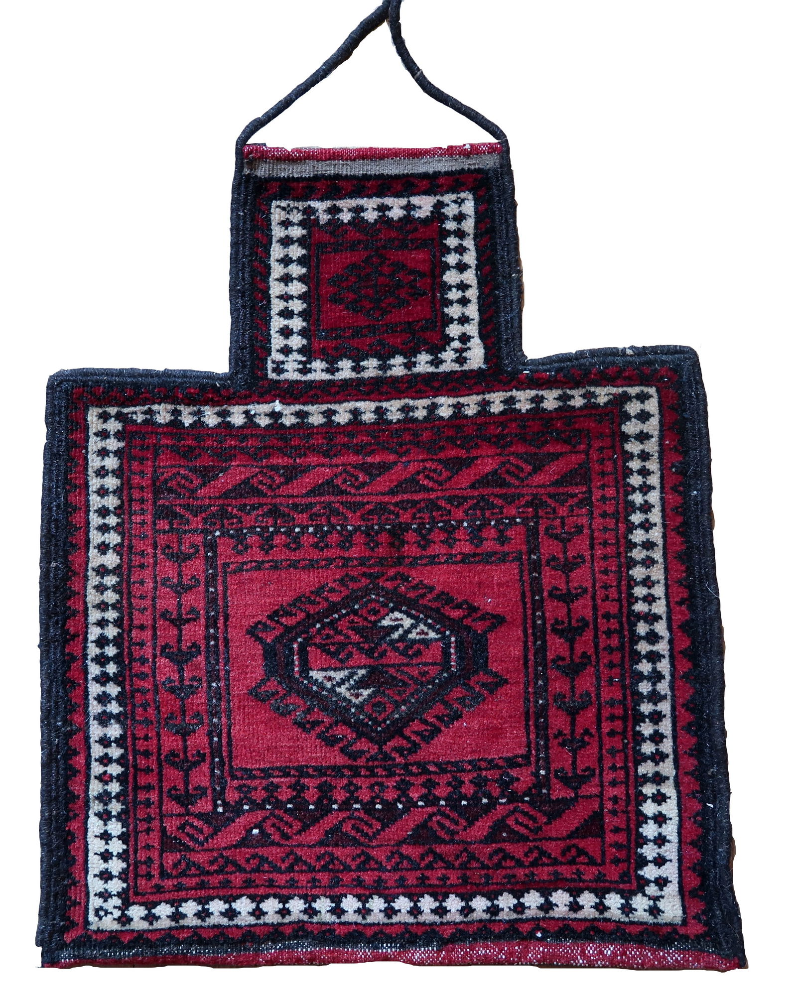 Handmade vintage Afghan Baluch salt bag 1.3' x 1.6' (41cm x 49cm) 1970s: Title:Handmade vintage Afghan Baluch salt bag 1.3' x 1.6' (41cm x 49cm) 1970sOrigin:AfghanistanDimension:1.3' x 1.6' (41cm x 49cm)Materials:woolYear:1970sDescription:Handmade vintage Afghan Baluch