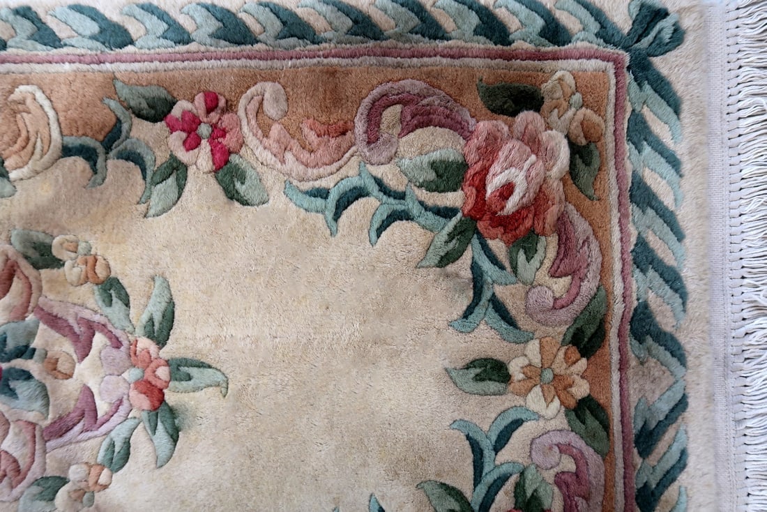 Hand made vintage Art Deco Chinese rug 2' x 4.1' (63cm x 125cm) 1960s - 6