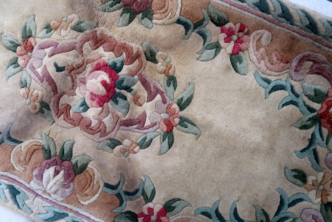 Hand made vintage Art Deco Chinese rug 2' x 4.1' (63cm x 125cm) 1960s - 7