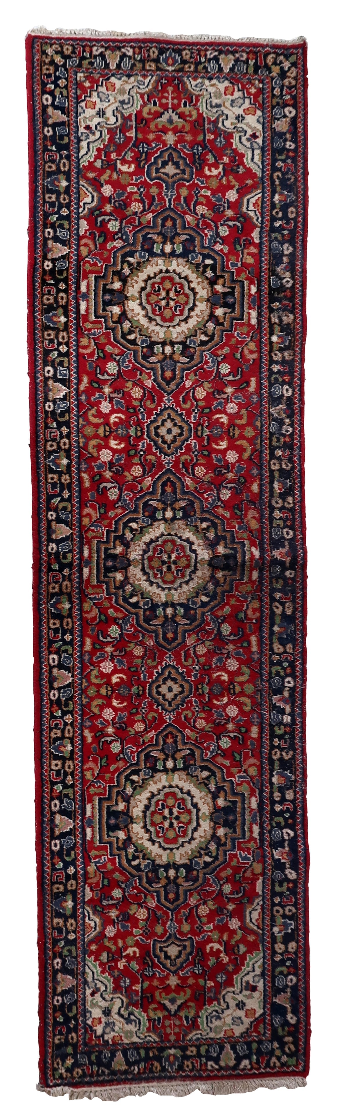 Handmade vintage Persian Malayer runner 2.6' x 9.4' (80cm x 289cm) 1950s (1 of 11)