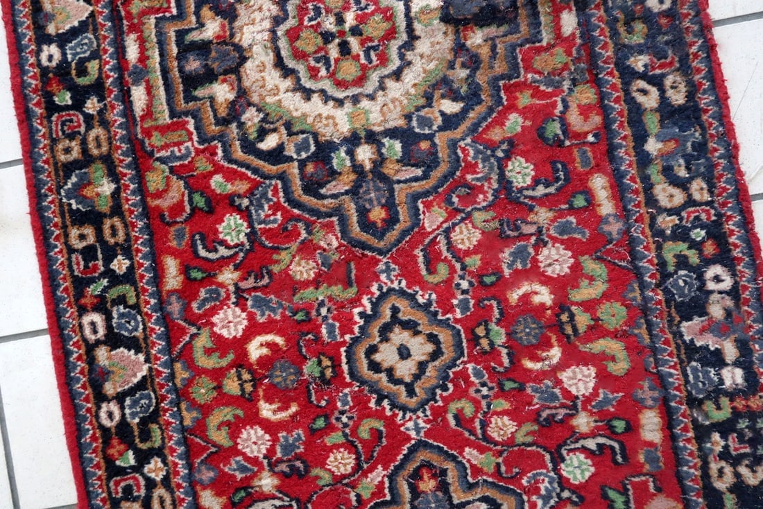 Handmade vintage Persian Malayer runner 2.6' x 9.4' (80cm x 289cm) 1950s - 5
