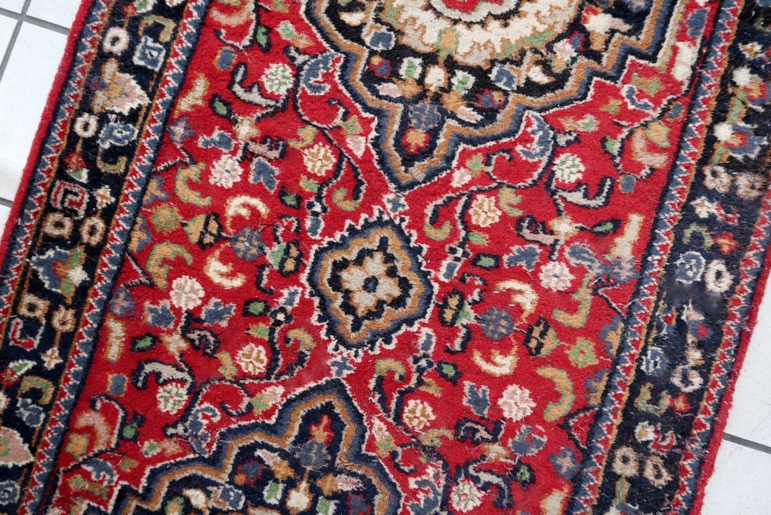 Handmade vintage Persian Malayer runner 2.6' x 9.4' (80cm x 289cm) 1950s - 6