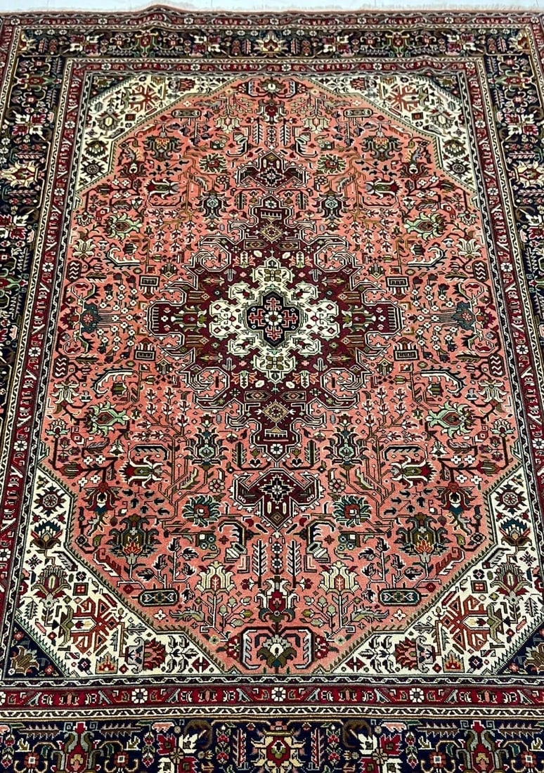 Hand Knotted Persian Tabriz Rose Oriental Area Rug 6'8" x 9'11" - 8