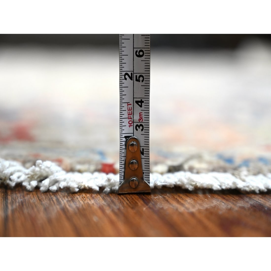 Concrete Gray Hand Knotted Wool Peshawar Mamluk Round Oriental Rug - 10