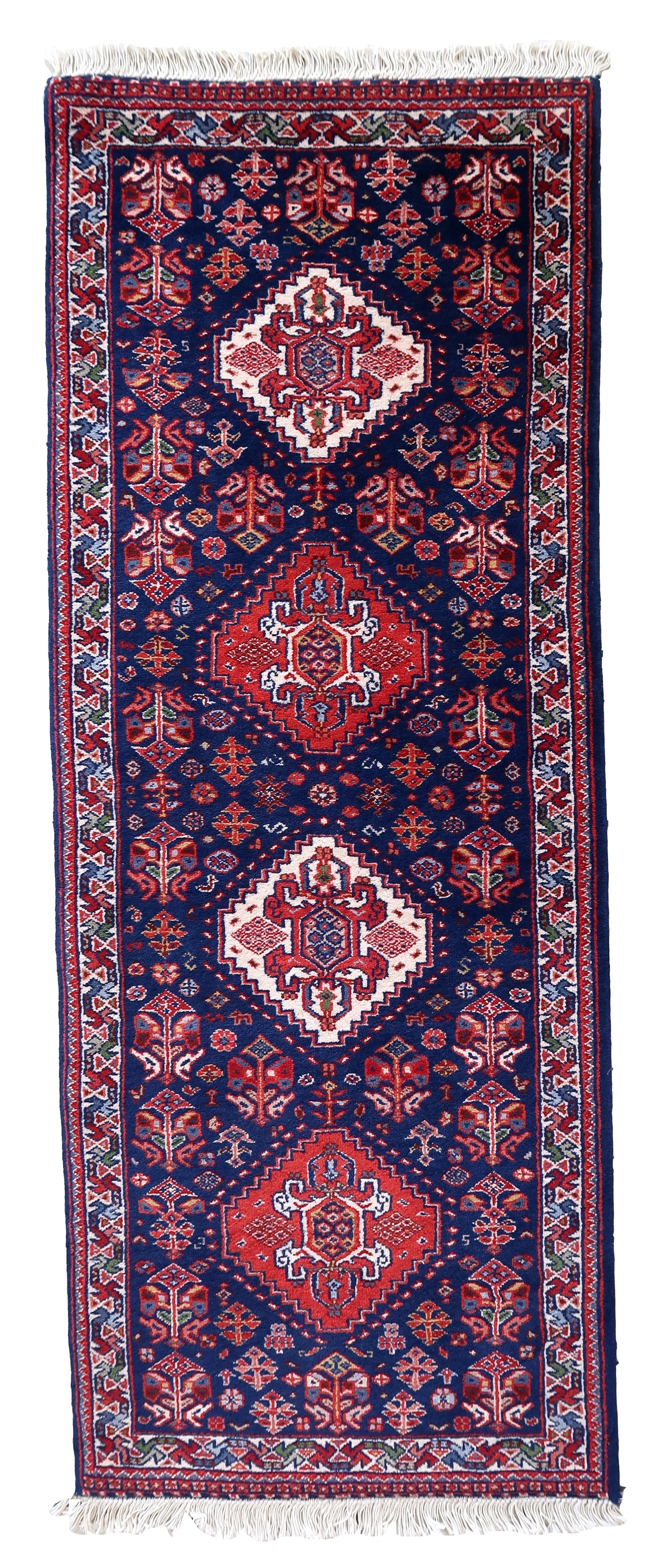 Handmade vintage Indian Tabriz runner 2.1' x 5.5' (65cm x 168cm) 1970s: Title:Handmade vintage Indian Tabriz runner 2.1' x 5.5' (65cm x 168cm) 1970sOrigin:IndiaDimension:2.1' x 5.5' (65cm x 168cm)Materials:woolYear:1970sDescription:Handmade vintage Indian Tabriz narrow