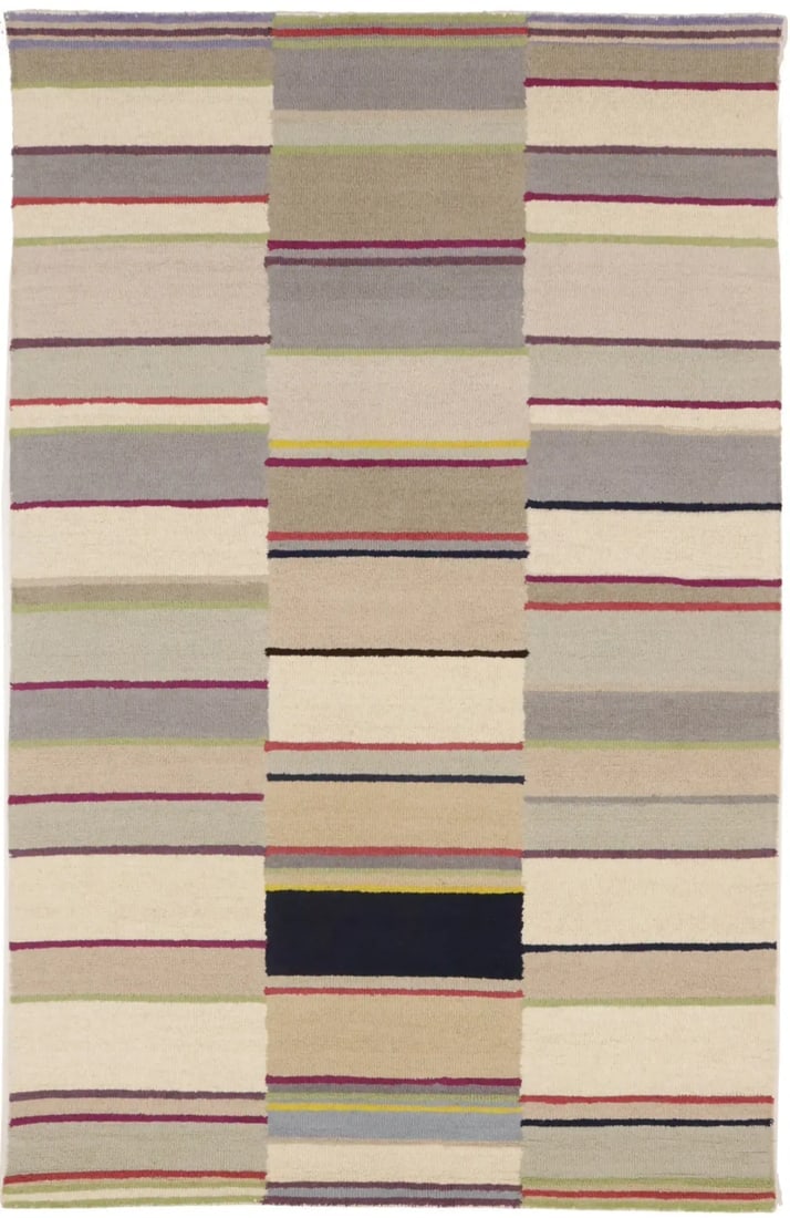 Multicolored Stripes 5X8 Hand-Tufted Modern Rug: Title: Multicolored Stripes 5X8 Hand-Tufted Modern RugDescription:Hand-Tufted Multicolored Stripes Wool 5X8 Modern Area Rug Studio Office CarpetDate/Period: Materials:WoolDimension:5'0 X 8'0 Ft 