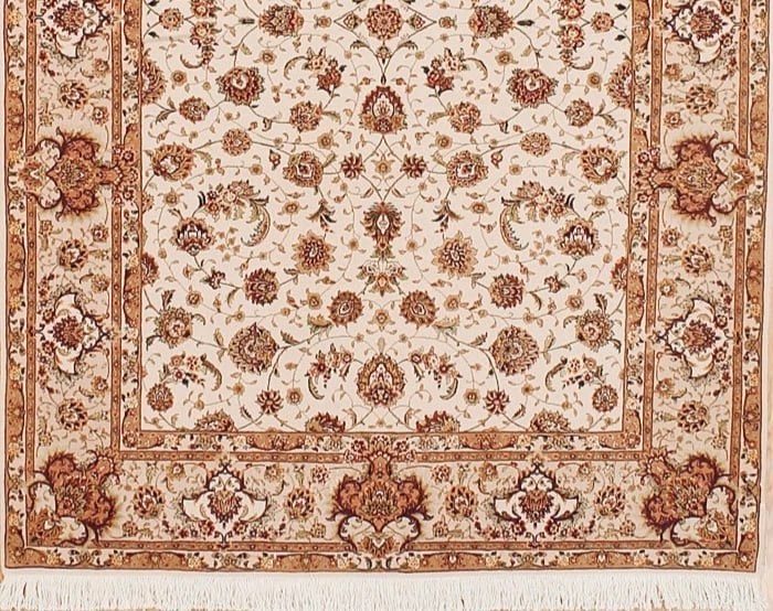 Hand Knotted Sino-Tabriz Ivory Wool Oriental Area Rug Carpet 6' x 9' - 2
