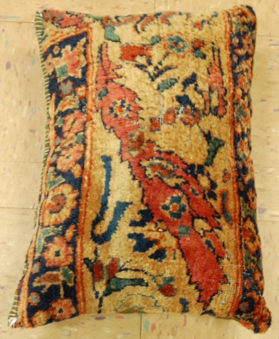 Hand-Made antique rug Pillow Cushion Rug 1'2" x 1' 8": Title: Hand-Made antique rug Pillow Cushion Rug 1'2" x 1' 8" Description:Antique detailed design hand made functional_useable pillow_cushion with exact size of 1'2" x 1' 8" the pillow is filled with p