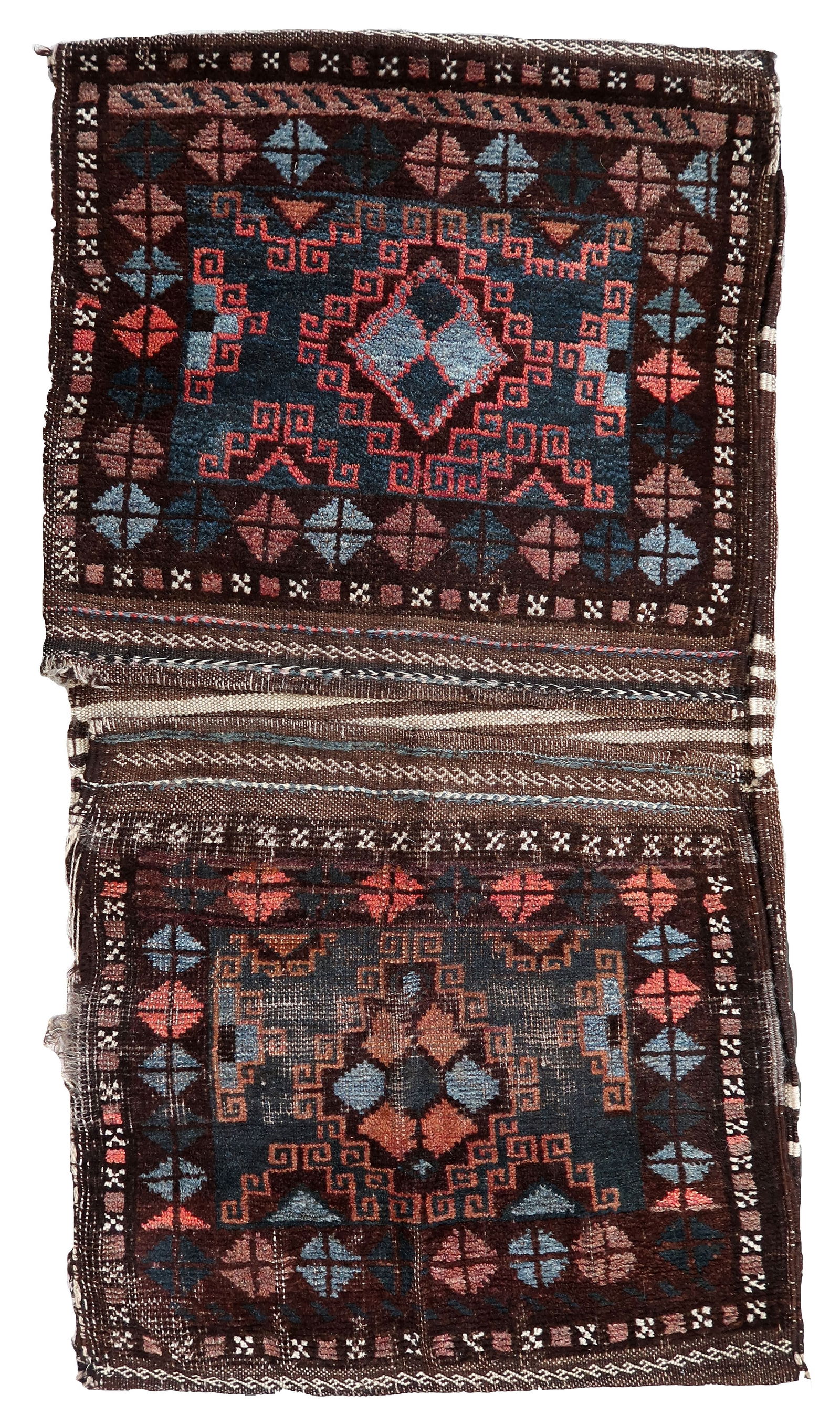 Handmade collectible antique Afghan Baluch saddle bag 1.7' x 3.1' (52cm x 96cm) 1900s (1 of 12)