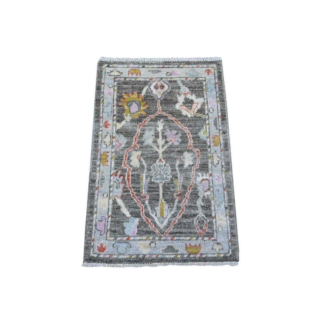 Chameleon Gray Afghan Angora Oushak Mat Wool Weft Oriental Rug: Title: Chameleon Gray Afghan Angora Oushak Mat Wool Weft Oriental RugDescription: This is a truly genuine one-of-a-kind. It has been Knotted for months and months in the centuries-old weaving
