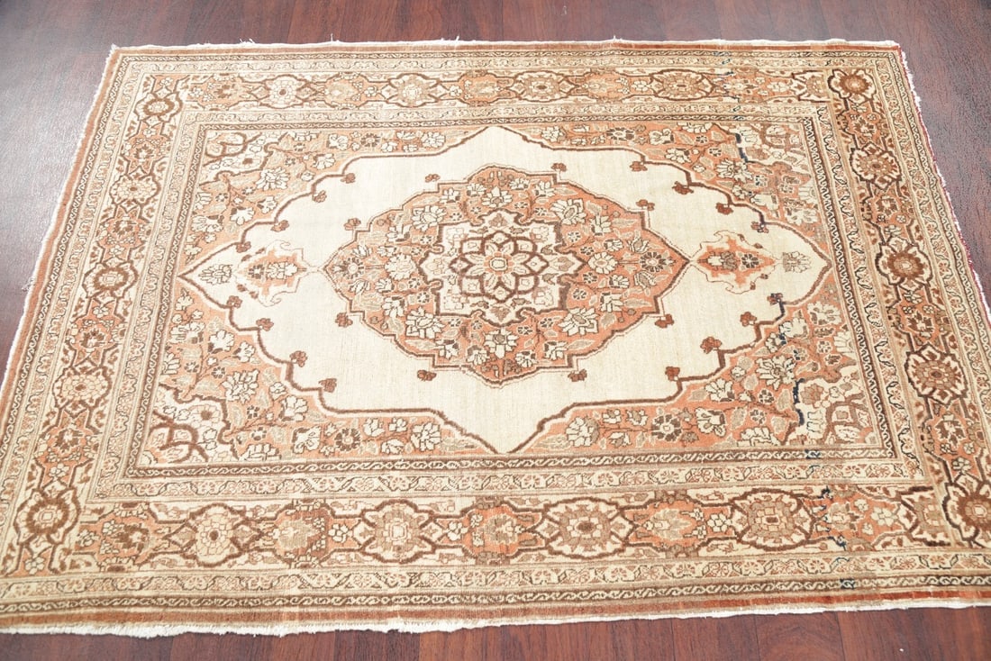 Geometric Ivory 4x6 Tabriz Haj jalili Persian Area Rug - 15