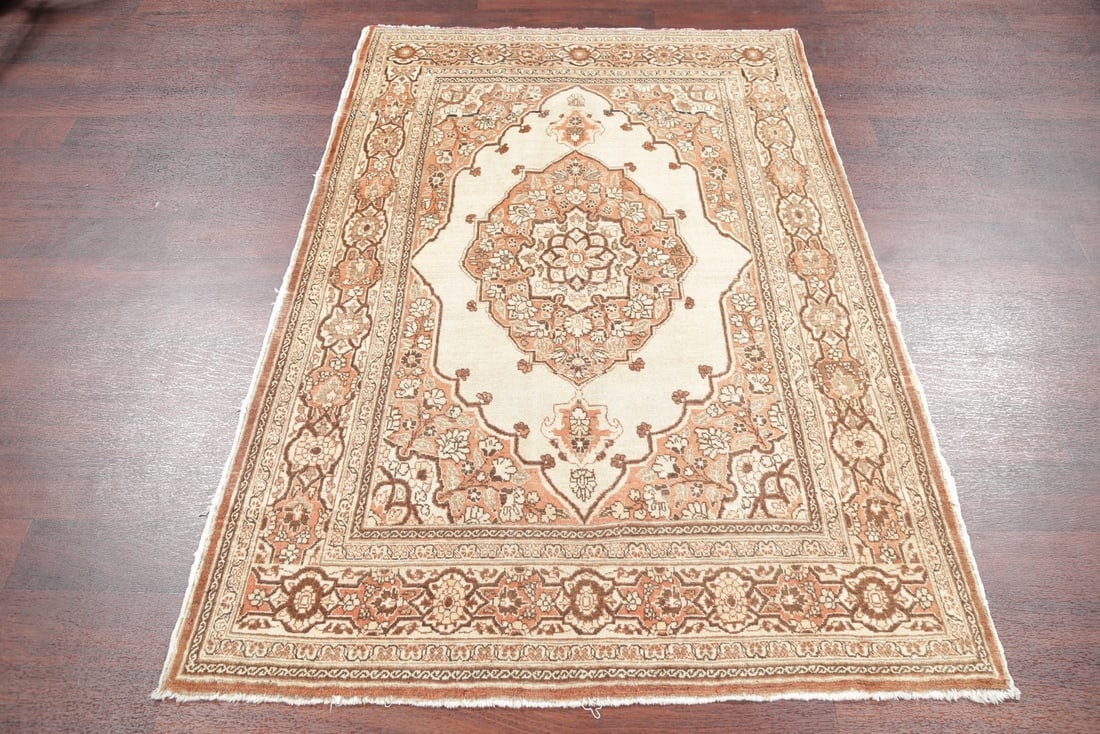 Geometric Ivory 4x6 Tabriz Haj jalili Persian Area Rug - 16