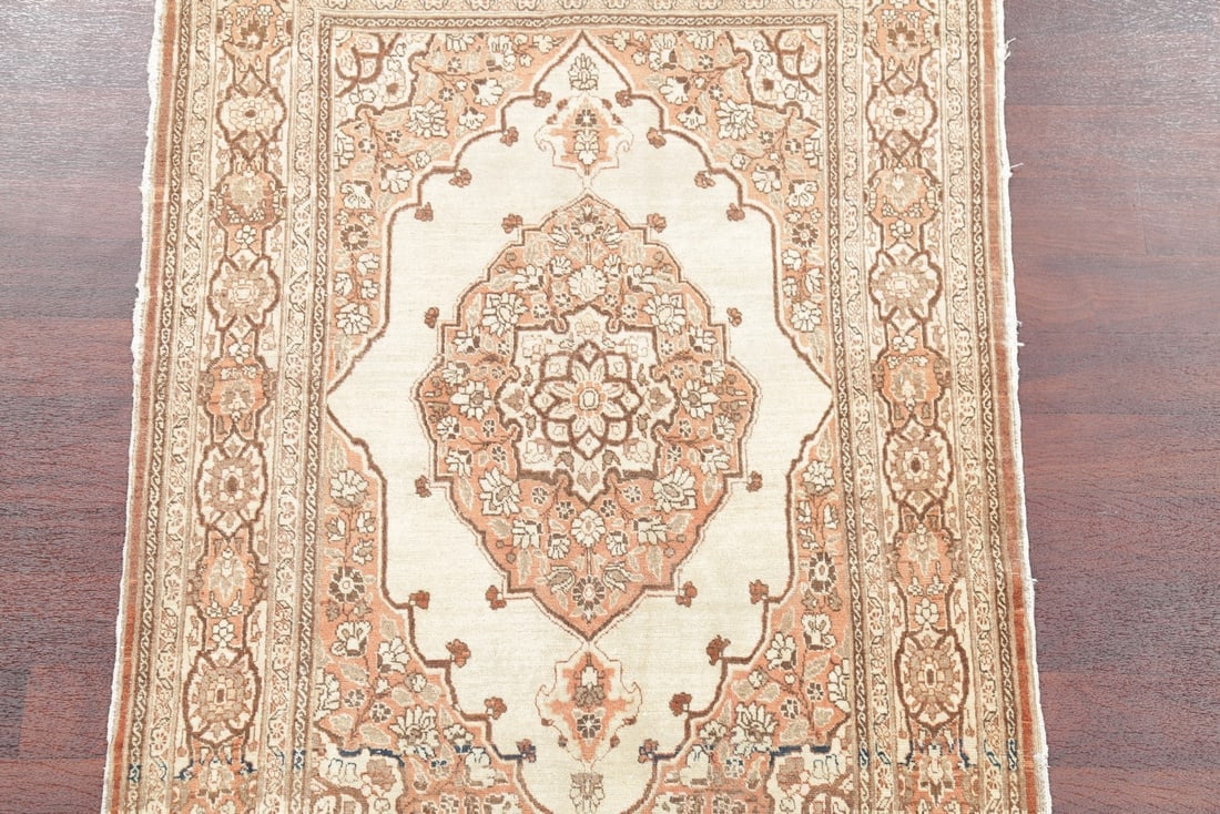 Geometric Ivory 4x6 Tabriz Haj jalili Persian Area Rug - 3