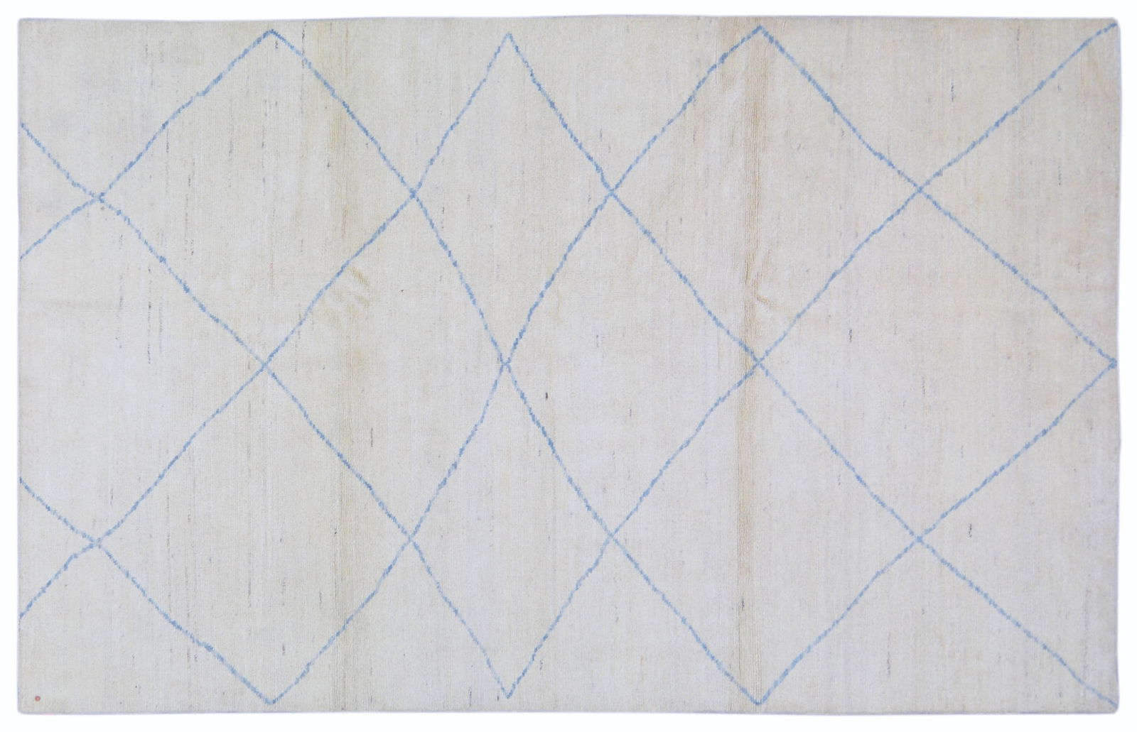 MOROCCAN HAND KNOTTED WOOL RUG: Title: MOROCCAN HAND KNOTTED WOOL RUG Size: 6'3X10'2 Age: VINTAGE Origin: MOROCCAN Style: MODERN Material: WOOL Care: PROFESSIONAL Structure: HAND KNOTTED Design: MOROCCAN Reserve: $775.00 Shipping: